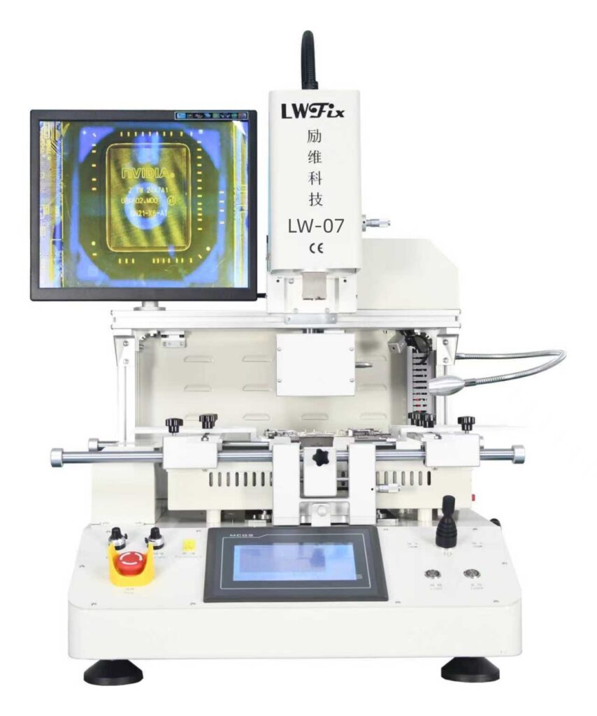 LW-07 SMT surface mount component rework station with intelligent touchscreen and three temperature zones